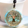 Pendentif Orgonite Arbre de Vie Turquoise Pendentif orgonite arbre de vie turquoise, vue de face