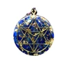 Médaillon orgonite lapis-lazuli Merkaba sur fond blanc