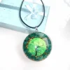 Pendentif Orgonite Malachite Arbre de Vie Médaillon orgonite malachite et arbre de vie, vue de face