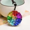 Dos du pendentif Sri Yantra : paillettes aux couleurs des sept chakras